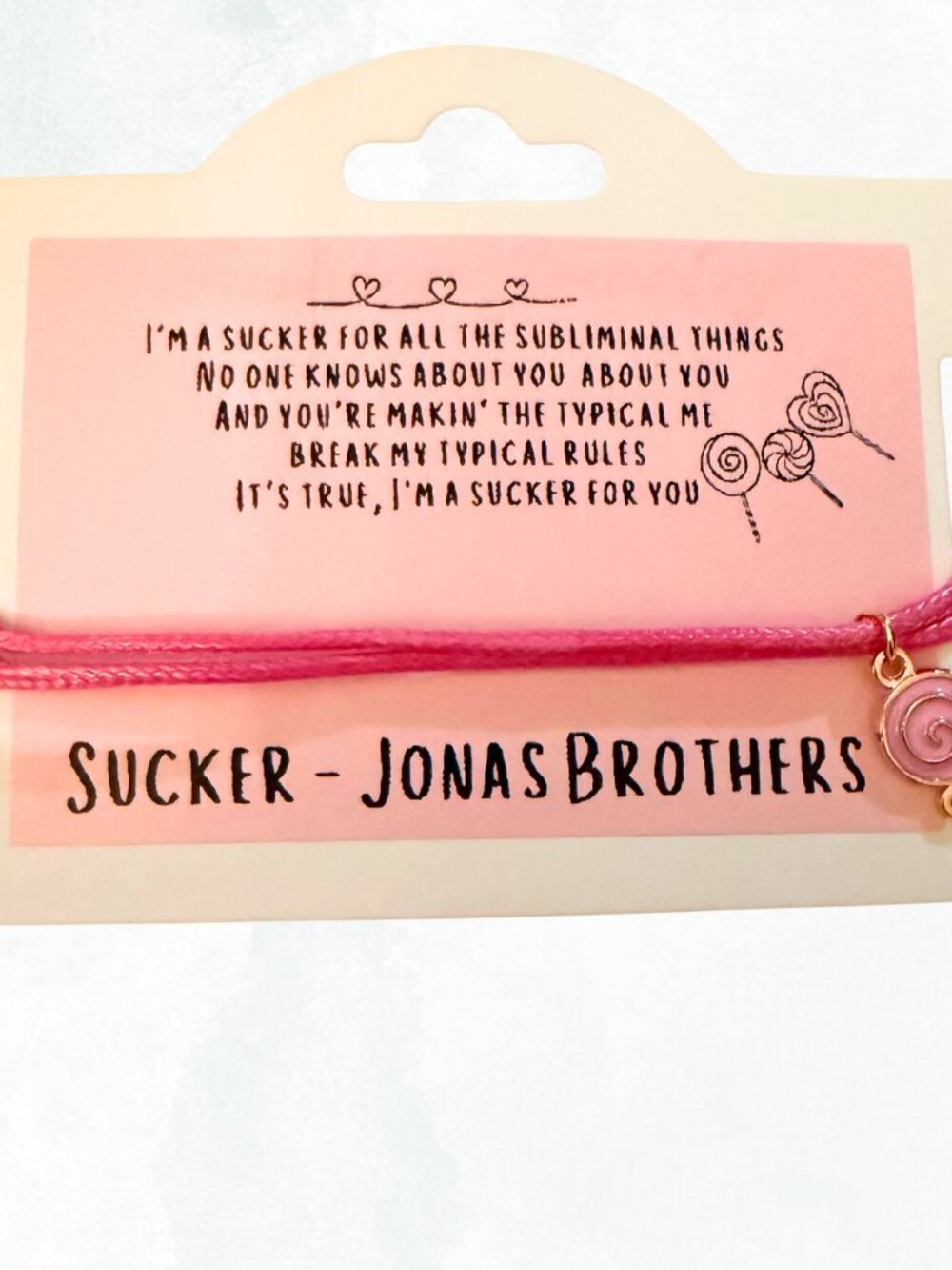 Jonas Brothers - Sucker Lyrics Bracelet.